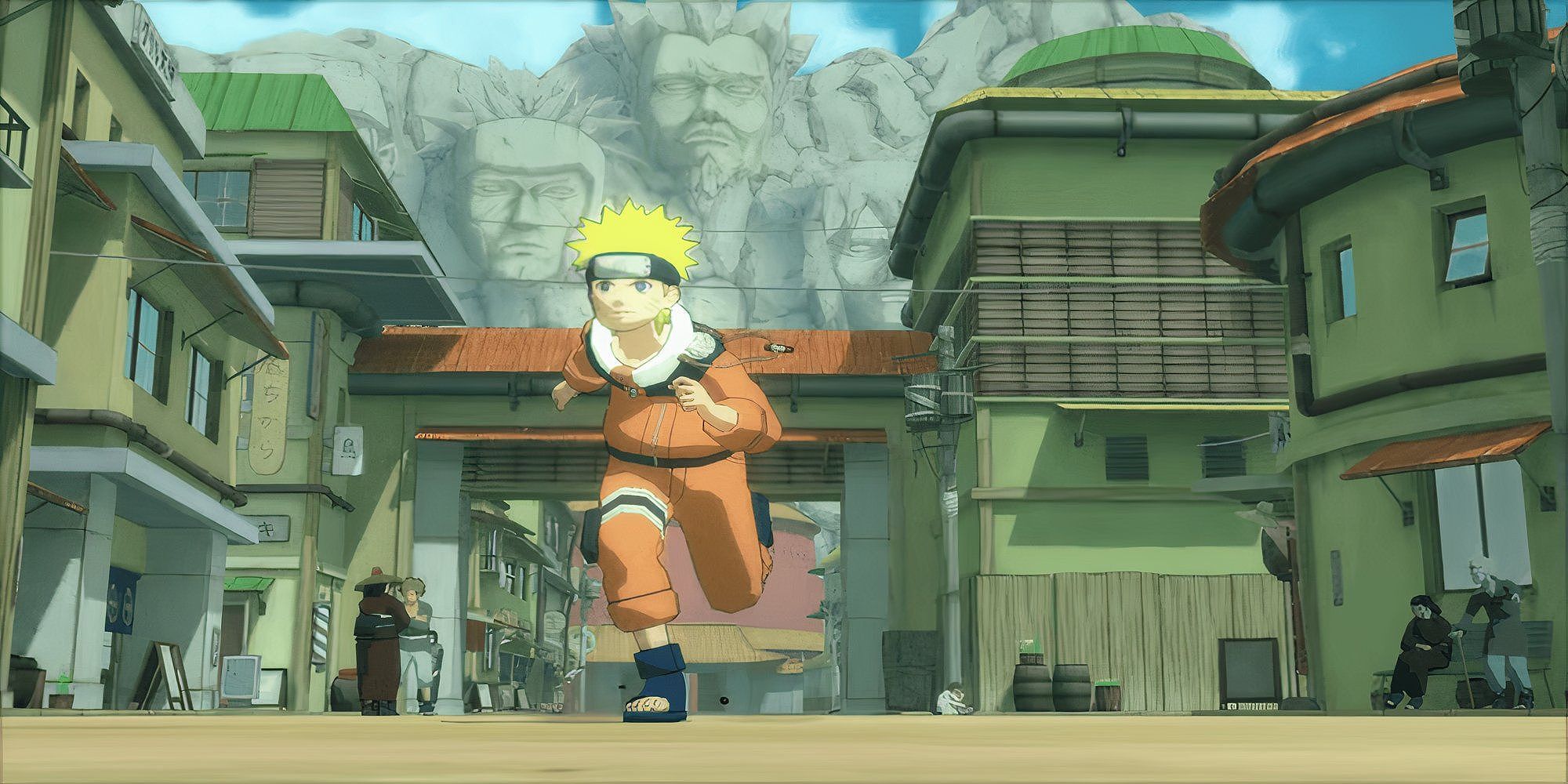 Naruto chạy trong thành phố.